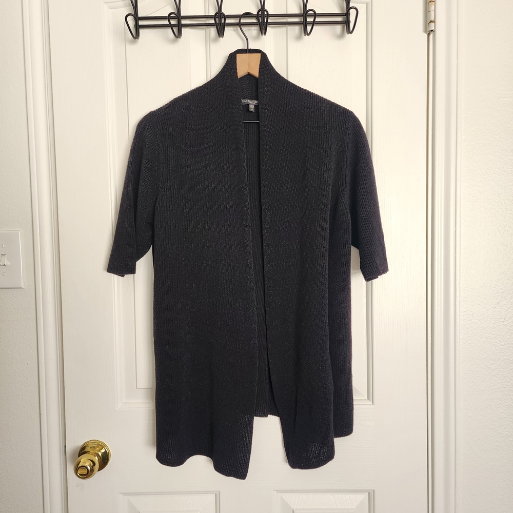 Eileen Fisher Black Open Front Cardigan